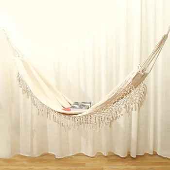 

2 Person Hammock Large Brazilian Macrame Fringe Double Hammock Swing Net Chair Out/Indoor Hanging Hammock Swings