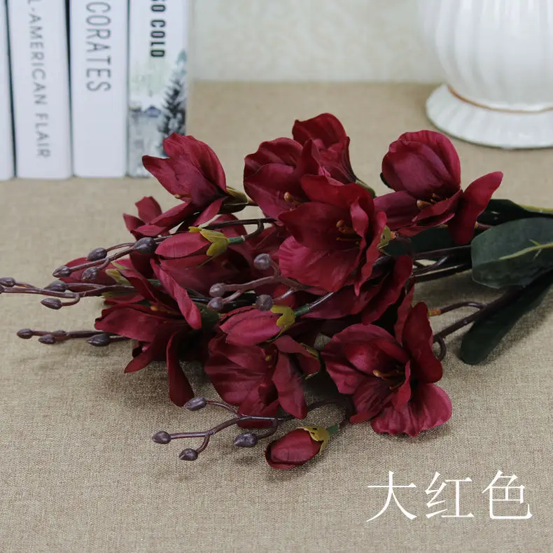 5 Fork 20 Head Simulation Tower Orchid Fake Flower Bouquet European Soft Decoration Desktop Display Artificial Jujube - Цвет: C