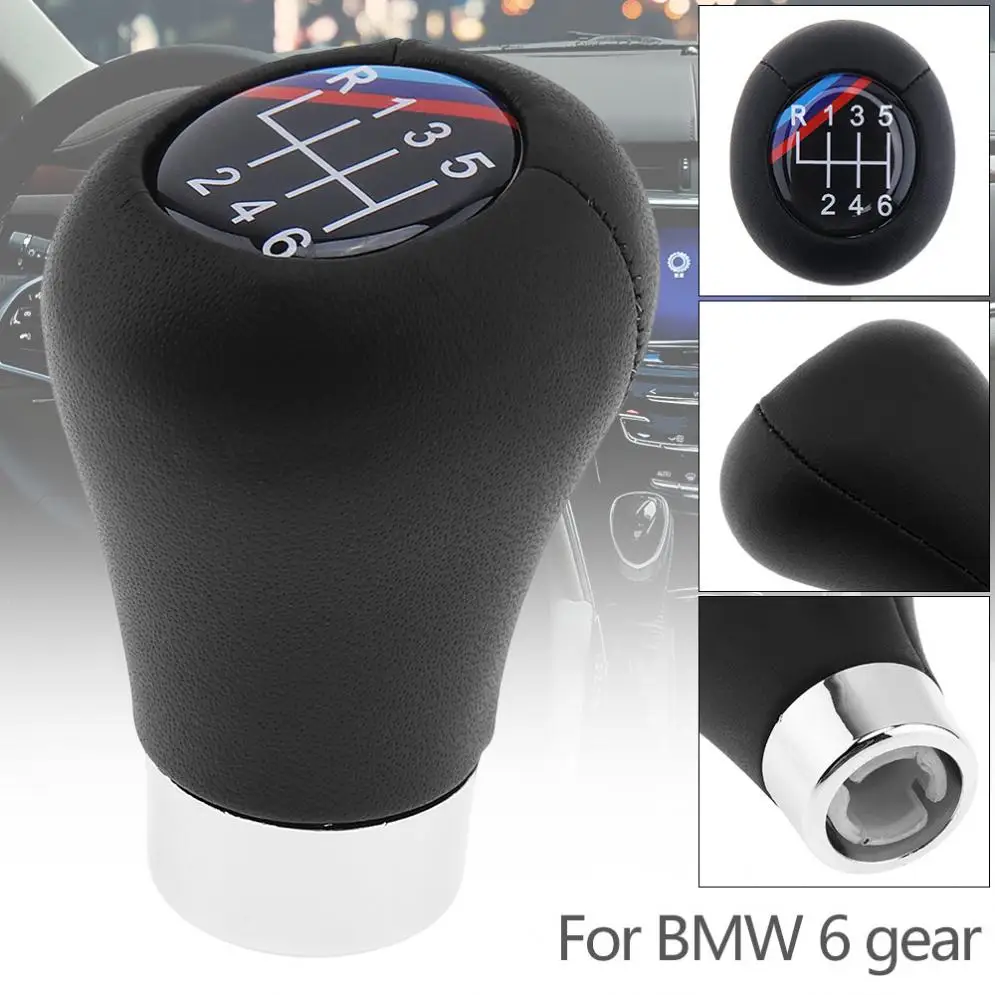 

6 Speed ABS Plastic + Leather Black Car Manual Gear Shift Handball Knob fit for BMW 1 / 3 / 5 / 6 Series / 6 Gears Models