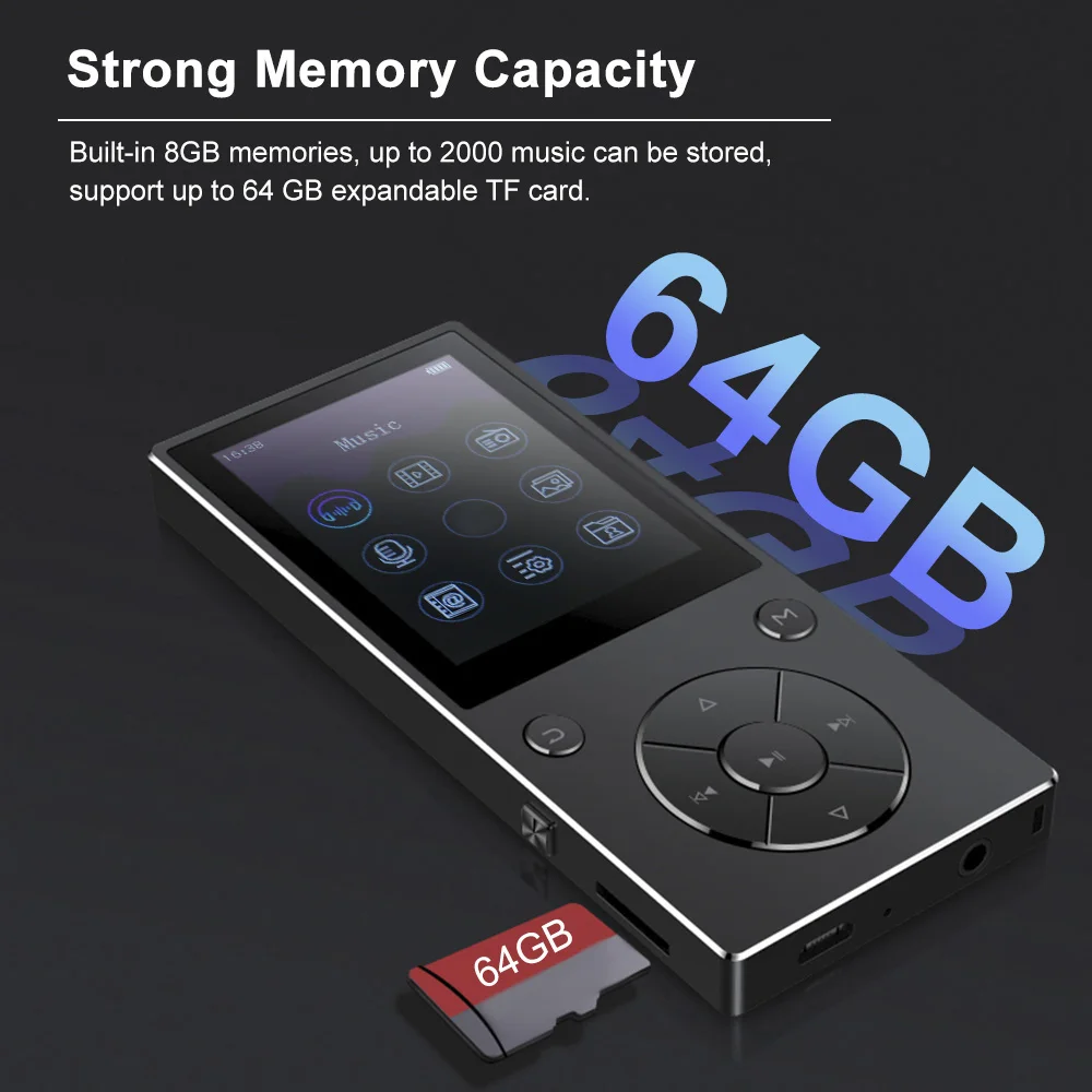 Ruidu D11 8GB MP4 плеер BT музыкальный плеер FM радио Диктофон TF слот для карты с микрофоном Поддержка Календарь Будильник шагомер