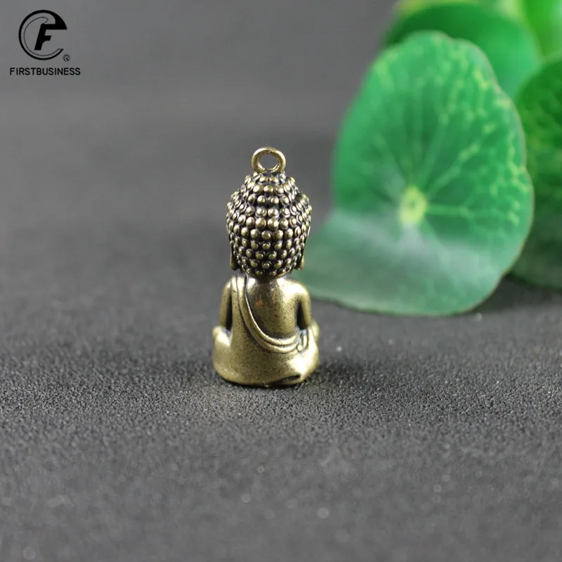 Copper Little Baby Buddha Statue Miniature Figurine Home Decoration Car Keychains Brass Teahouse Girl Children's Backpack Gifts Baby Buddha Keychains