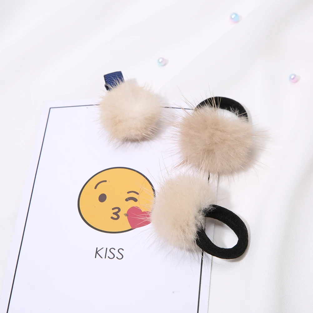3pcs G Корейский искусственный мех мяч для девочек заколка для волос аксессуары для волос подарок детские заколки для волос заколки для девочек зажимы для волос оптом - Цвет: 3pcs G