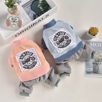 

New Dog Cat Warm Jumpsuit Hoodie Motorcycle Design Flannel Pet Puppy Coat Jacket Winter Clothes for Dogs Cats Small Medium