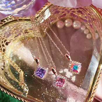 

MENGJIQIAONew Korean Fashion Shiny Square Crystal Choker Necklace For Women Students Necklaces & Pendants Party Jewelry Gifts