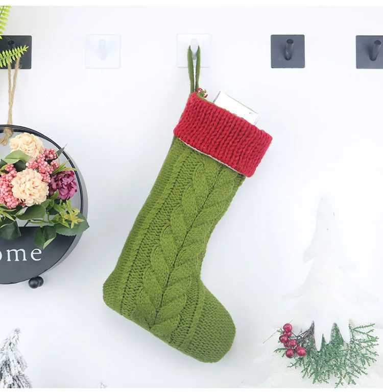 2020 новые рождественские чулки носки среднего размера конфетная сумка украшение рождественской елки подвеска Вязаная Шерсть лучшее