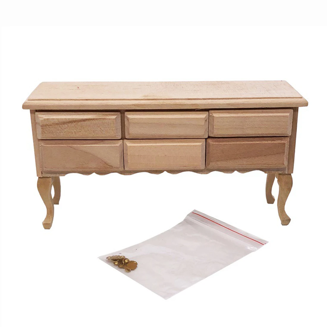  1/12 Scale Furniture Scene Props Miniature Dollhouse Desk with 6 Drawers for 1/12 DIY Dolls House K