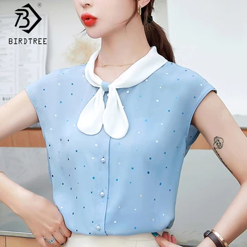 

Casual Shirts For Women 2020 Summer Halter Sleeveless Single-breasted Chiffon Blouses Loose Tops All Match T05502K