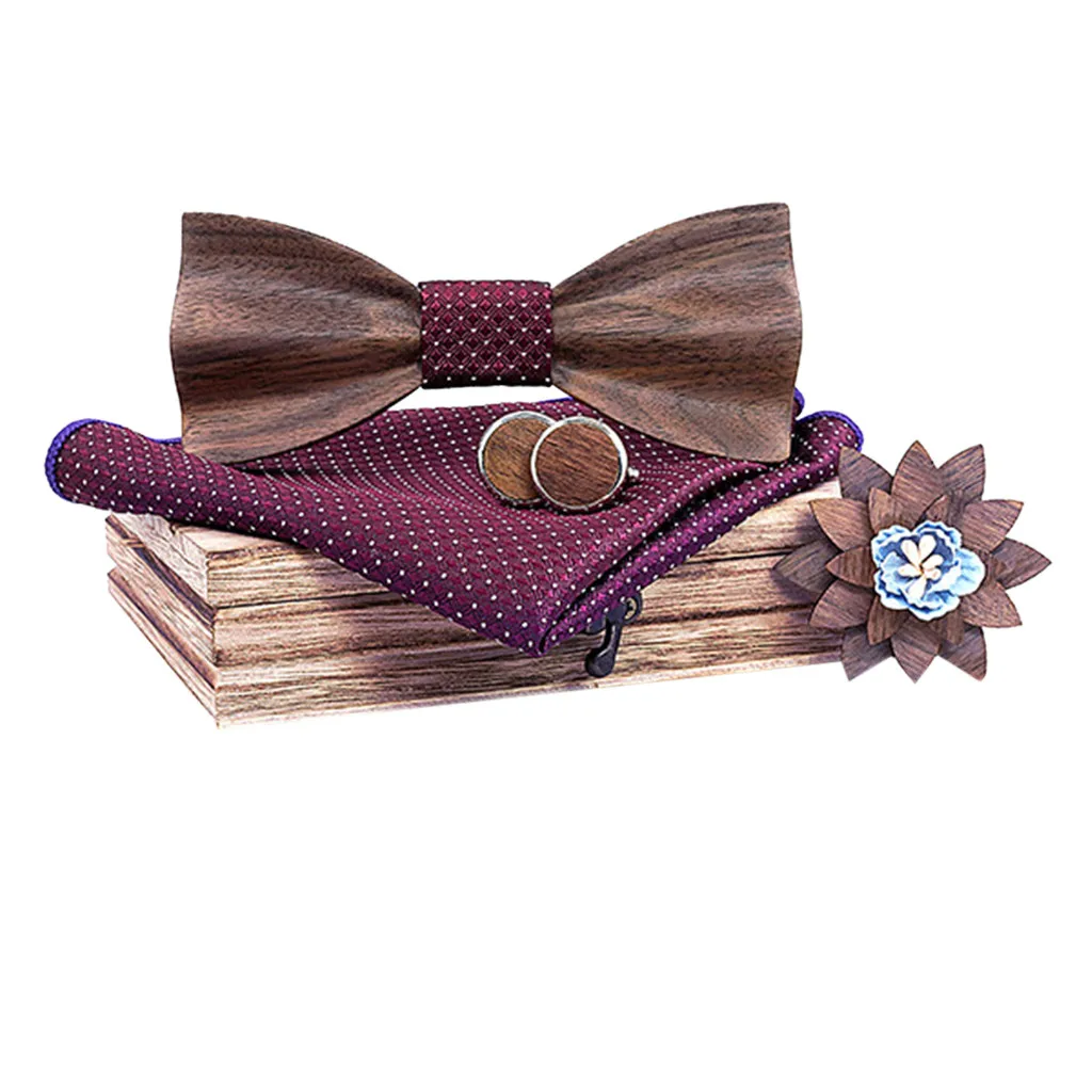 Womail модный деревянный галстук-бабочка галстук платок Набор регулируемый ремень мужской галстук-бабочка деревянный подходит для всех рубашек мужской ручной галстук-бабочка
