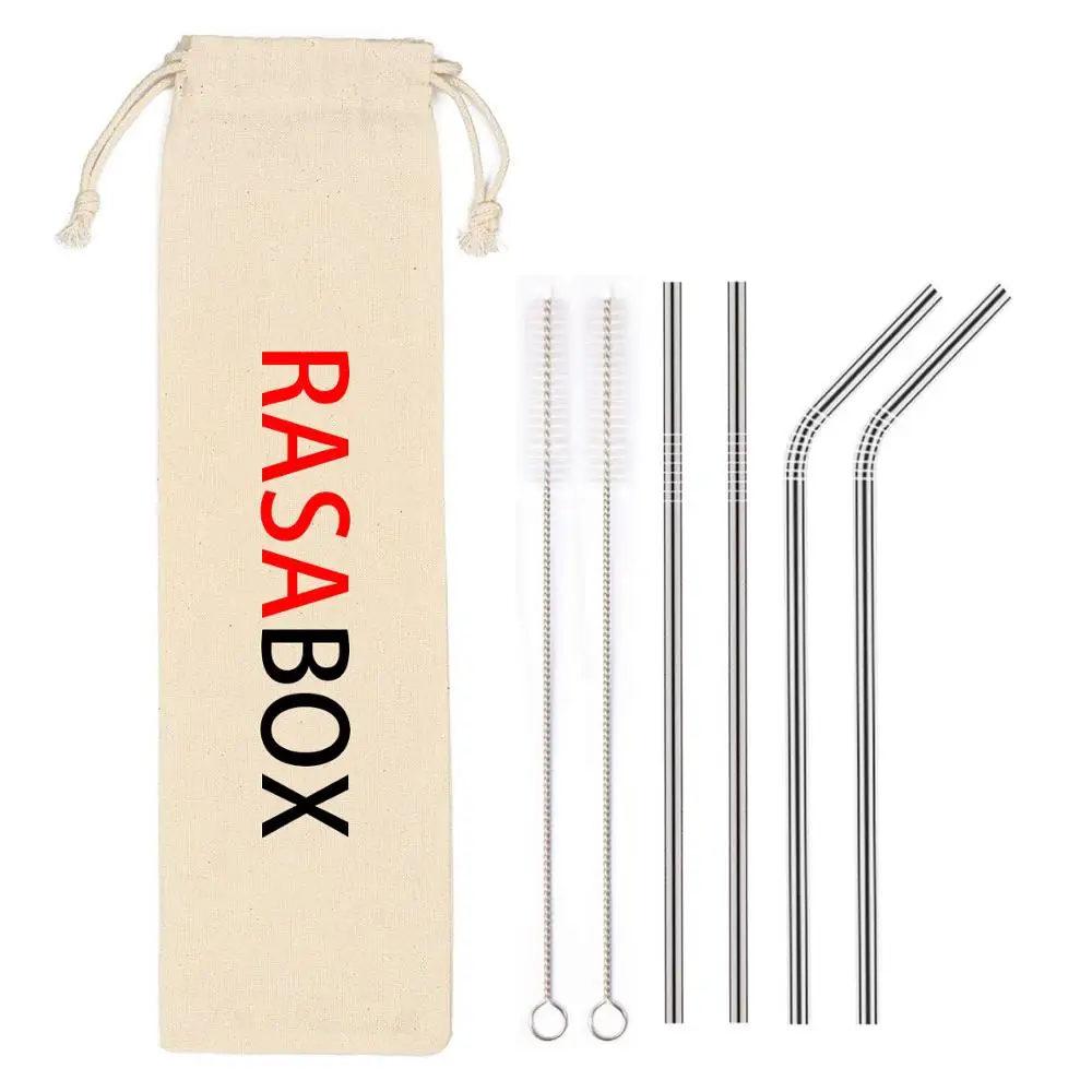 

Metal Straws Stainless Steel Straws Drinking Straws Reusable FDA BPA - 2 Straight, 2 Bent, 2 Brush, 1 Bag