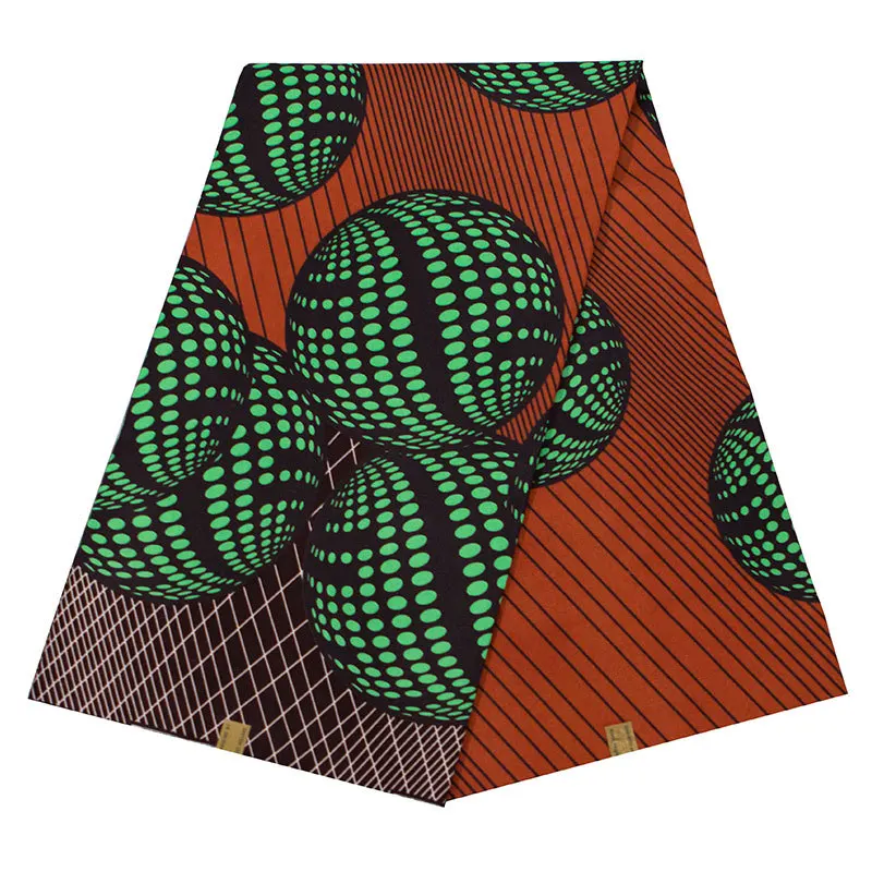 as picture Высокое качество голландский воск африканская ткань Последние поступления коричневый полиэстер зеленый шар узор напечатанный настоящий воск - Цвет: as picture