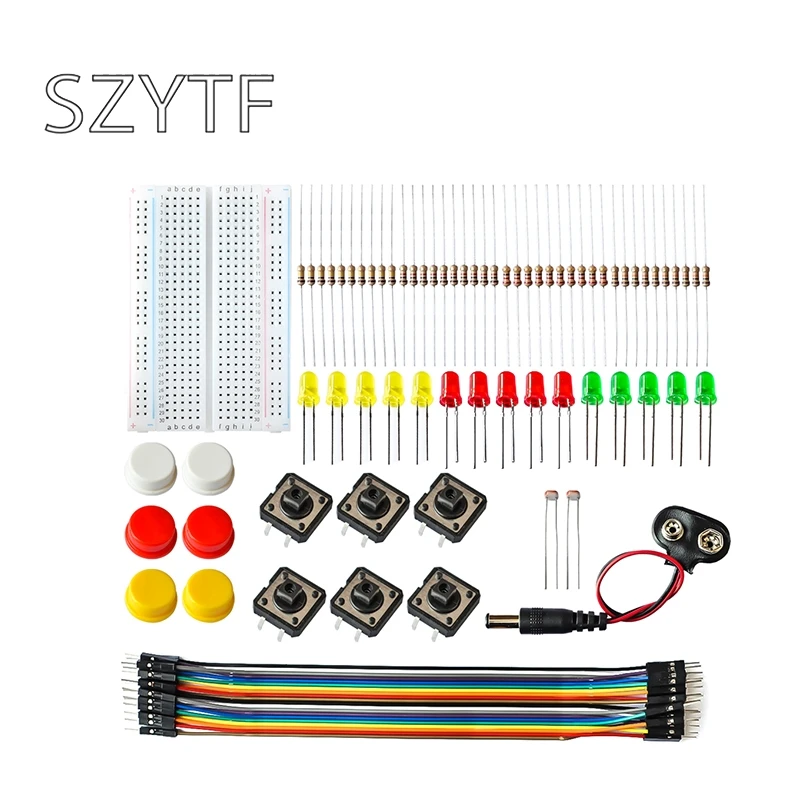 Portable Kit Resistor Jumper Wires Breadboard Switch Key Ldr Battery
