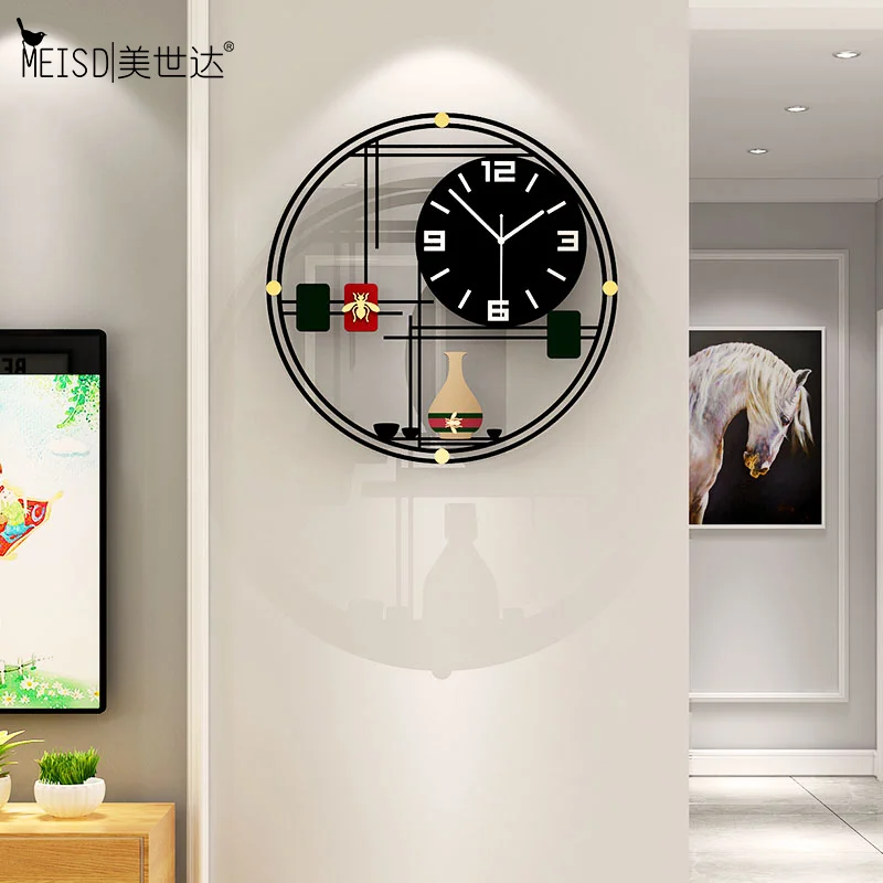 

MEISD Modern Wall Art Clock Creative Round Watch Quartz Mute Black Clock Hanging Horloge Decoration Home Decor Free Shipping