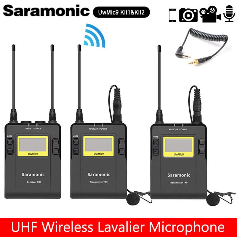 Saramonic UWMIC9 Broadcast UHF Camera Wireless Lavalier Microphone Transmitters and Receivers Mic for Canon Nikon Sony | Электроника