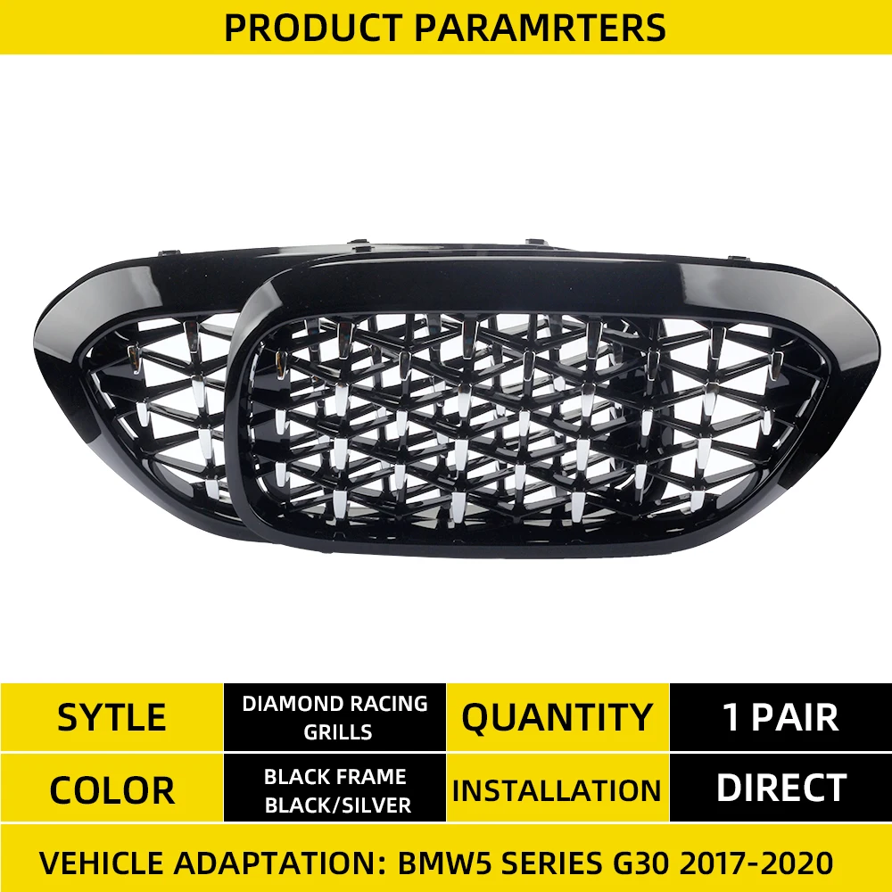 Car Front Bumper Grille For BMW 5 Series G30 520i 530i 530e 540i 518d 2017-2020 Auto Racing Grill Kidney Replacement Grilles