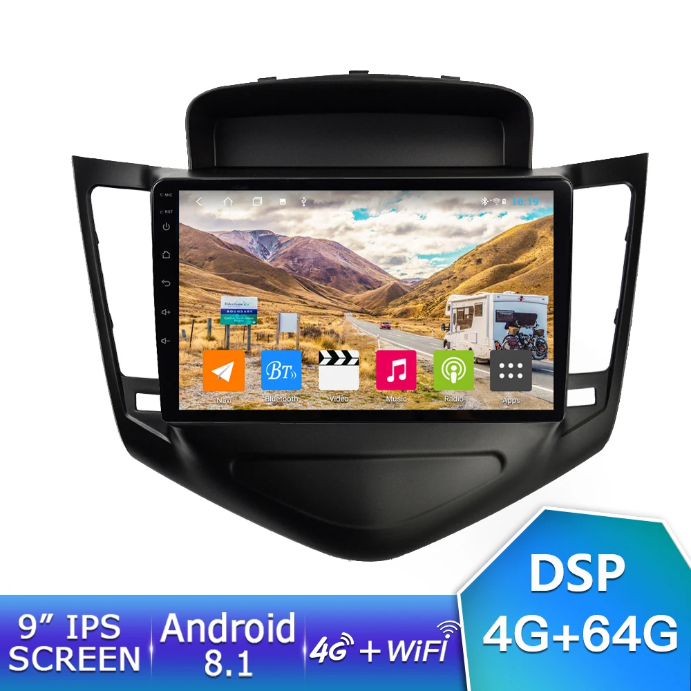 EKIY 9' ips Android 8,1 автомобильный радио мультимедиа Авто Стерео 4G+ 64G для Chevrolet Cruze Sedan DVD 2008-2012 навигация gps BT плеер - Цвет: 4G 64G