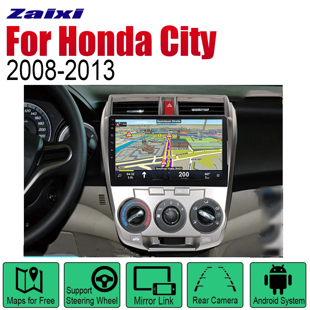 Android автомобильное радио стерео gps навигация для Honda City 2008 2009 2010 2012 2013 wifi 2din автомобильный стерео Мультимедийный Плеер аудио