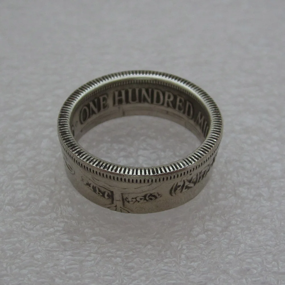 Израиль монета кольцо посеребренное ручной работы в размерах 7-13