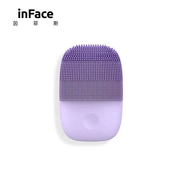Фиолетовый Xiaomi Inface Очищающая щетка для лица обновленная версия электрическая звуковая Глубокая чистка кистей IPX7 Водонепроницаемая 5 режимов для очистки - Цвет: Фиолетовый