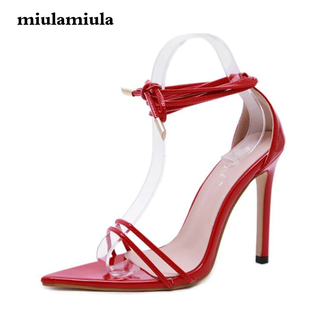 Miulamiula Summer Fashion Women Sandals High Heels Ankle Long Ribbon Sexy Bright Color Fine Heel Roman Woman Shoes | Обувь
