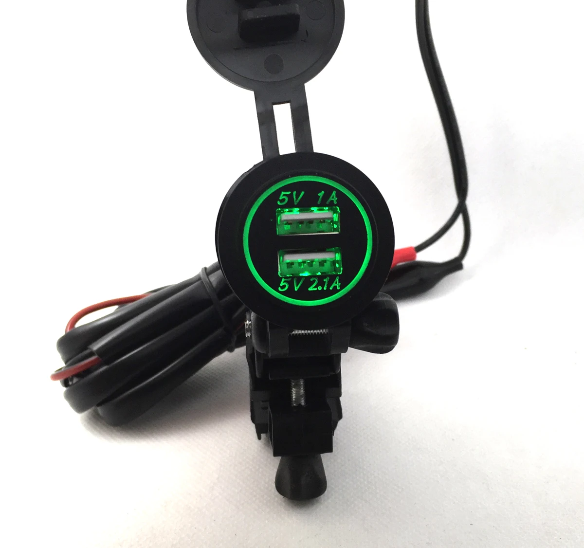 Водонепроницаемое зарядное устройство для мотоцикла с двумя портами USB, 5 В/2,1 А, 1 А, зарядное устройство s, адаптер питания, 1,5 м, держатель для кабеля, кронштейн, зеленый, синий, красный, оранжевый