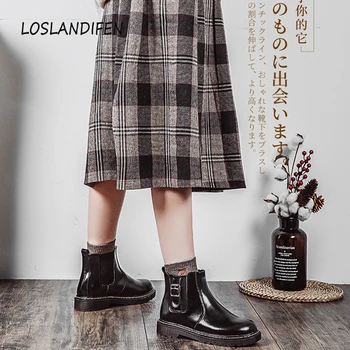 

Leather women's ankle boots Martin boots elastic belt buckle Chelsea boots short boots women's retro single boots women's shoes