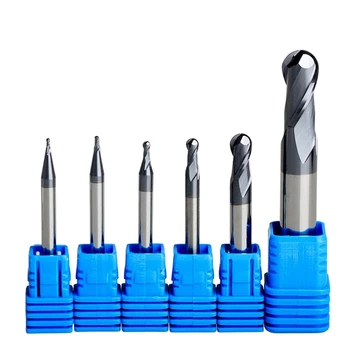 

6Pcs 2 Flute Ball Nose End Mill 50mm Nitrogen Coated CNC Milling Cutting R0.5-5.0mm for Power Tools