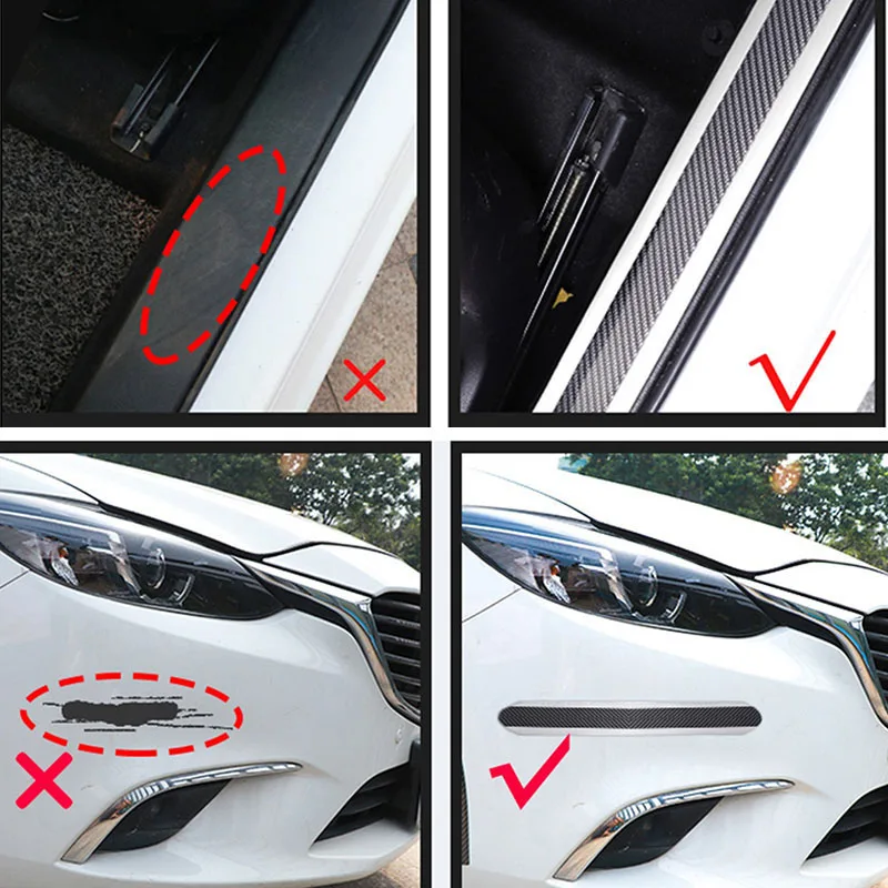 1* углеродное волокно дверная пластина подоконник багажника дверь защитная против царапин полоса