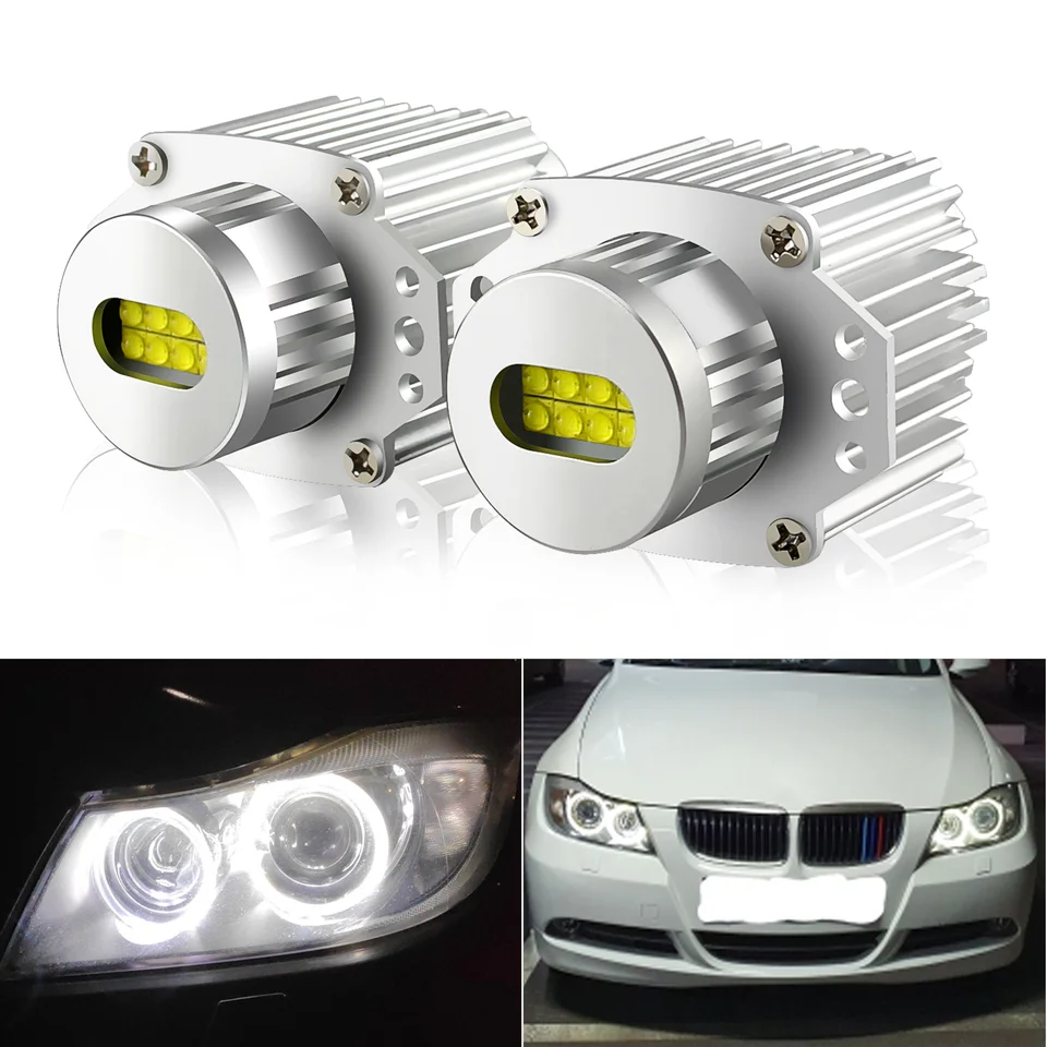 LiteSync 80W Amber/Yellow Angel Eye LED Bulbs For BMW E90 E91 LCI – 1500 Lumens, Halo Ring Upgrade