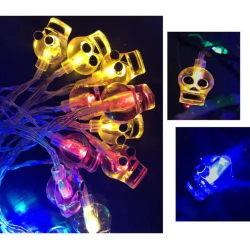 Colorful Skull 2,5 м череп Тыква кулон светодиодный светящаяся гирлянда лампа бар Хэллоуин Праздничное оформление идеальное украшение для вашей комнаты сад - Цвет: Colorful Skull
