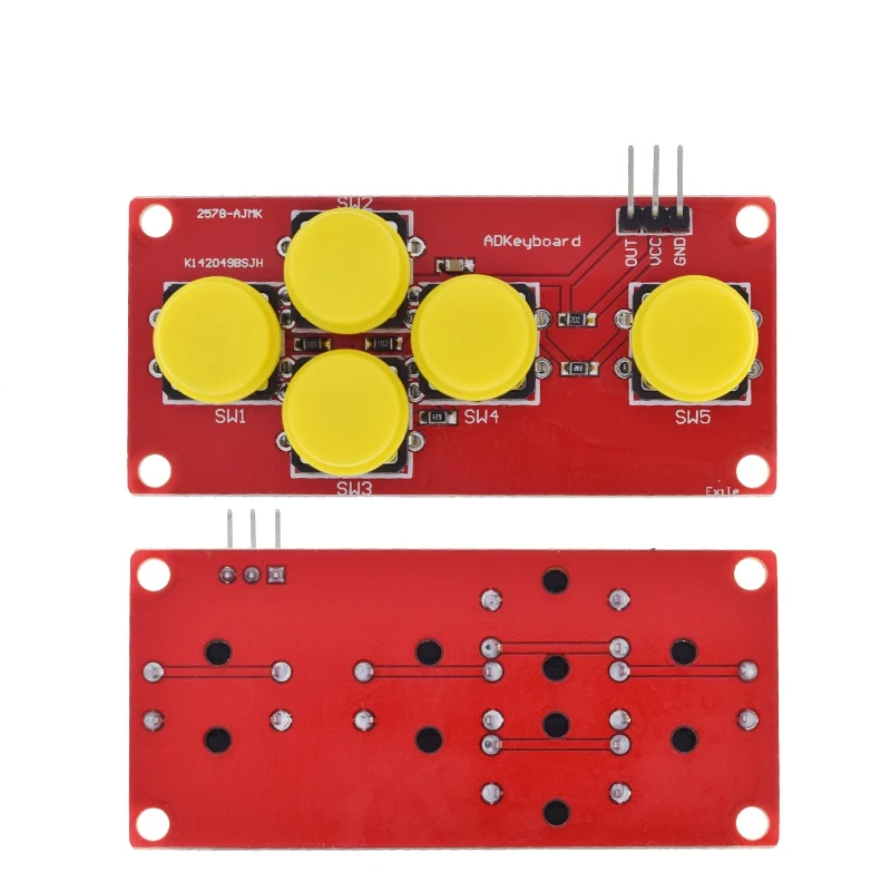 1/3 Stück AD-Tastatur-Simulationsmodul mit fünf Tasten, TZT Analog-Tasten für Arduino Sensor-Erweiterungsplatine – Detail 3