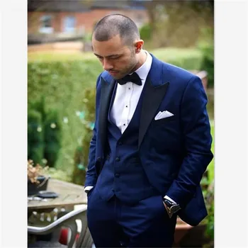 

Handsome Groomsmen Men Suit blend Groom Tuxedos Wedding BestMan Blazer Prom Dinner Mens Suits (Jacket+Pants+Vest) Costume Homme