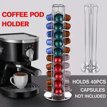 

40 Cups 360° Rotating Coffee Pods Holder Rotating Rack Coffee Capsule Stand Capsules Storage Shelve Organization Holder