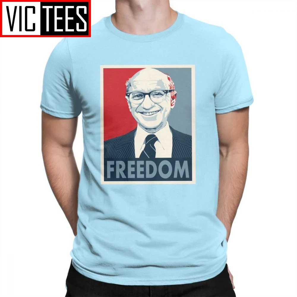 Milton Friedman футболка DTG с принтом для мужчин, хлопок, Ретро стиль, летние топы с коротким рукавом, футболка для мужчин - Цвет: Небесно-голубой