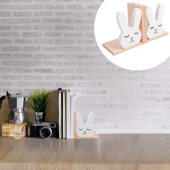 

1 Pair Desktop Bookends Eco-friendly Rabbit Book Holders Bookends Ornament Book Organizer for School Home