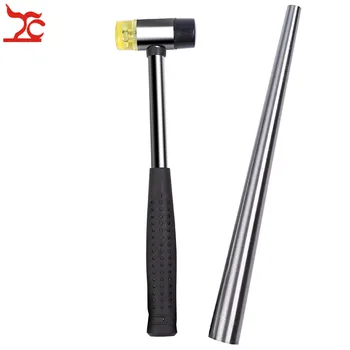 

2Pcs/set Jewelry Tools Equipment Metal Ring Enlarger Stick Mandrel Sizer Installable Double Side Rubber Steel Handle Hammer