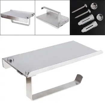 

Mutifunctional Silver Stainless Steel Mirror Phone Toilet Paper Holder with Silver Roll Tissue Holder for Bathroom