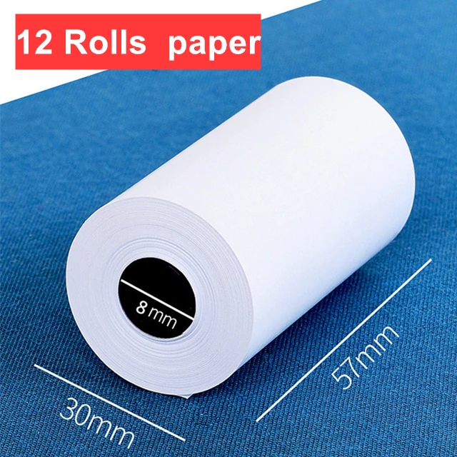 12 Rolls paper Zjiang Мини карманный Мобильный цветной термопринтер Bluetooth POS Код 58 мм кассовый принтер для ткани супермаркет магазин - Цвет: 12 Rolls paper