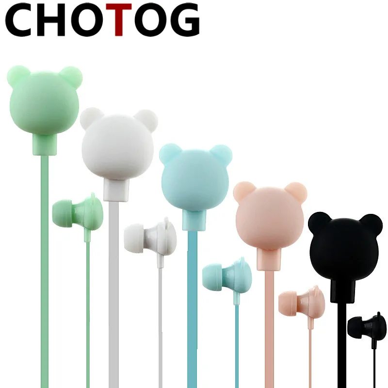 Colorful Cartoon Cute Earphone Studio with Mic Button Remote Bear Earphone for iPhone Samsung Huawei xiaomi Birthday Gift