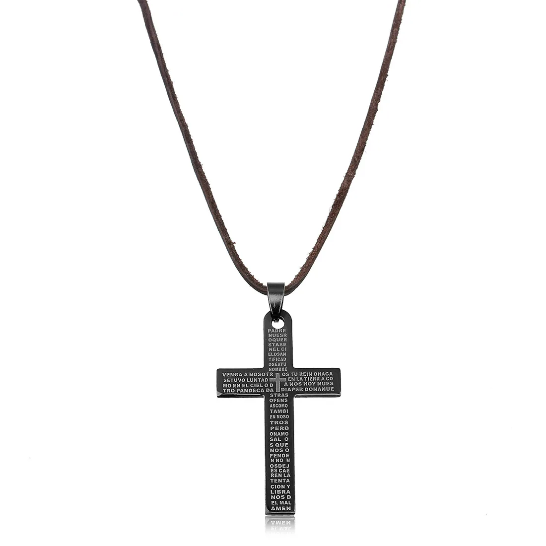 

Cross Pendant Necklace Stainless Steel the Bible Scriptures Cross Pendant COUPLE'S Necklace Foreign Trade Hot Selling
