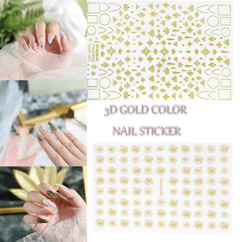 

3D Nail Art Sticker Gold silver colorful Circle Geometry Nail Stickers Adhesive Slider Sticker Star Moon Decals Z0221