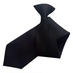 Uniform Tie for Wedding Men Necktie Security Guard Pre-Tied Clip Funeral Meeting Skinny Black Party Dress