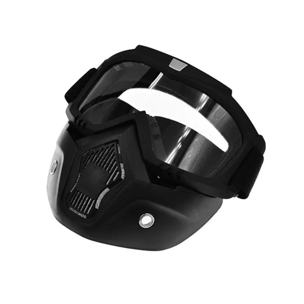 Transparent lens Motorcycle Shark Helmet Goggles Motocross Helmet Glasses Retro Windproof Open face Helmets Goggles Mask - Цвет: Transparent lens
