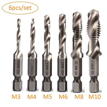 

6PCS 1/4"(6.35mm) Hex Shank HSS High Speed Steel Drill Bit Set Hole Metal Aluminum Iron Cutter