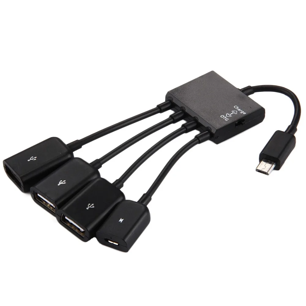 4 порта Micro USB OTG зарядный концентратор Дата кабель 18 см для Samsung Xiaomi huawei Android Tablet
