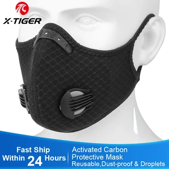 

X-TIGER Cycling Face Mask With Anti-Pollution Filter Anti-Pollution Filter PM 2.5 Activated Carbon Breathing Valve Sports Mask