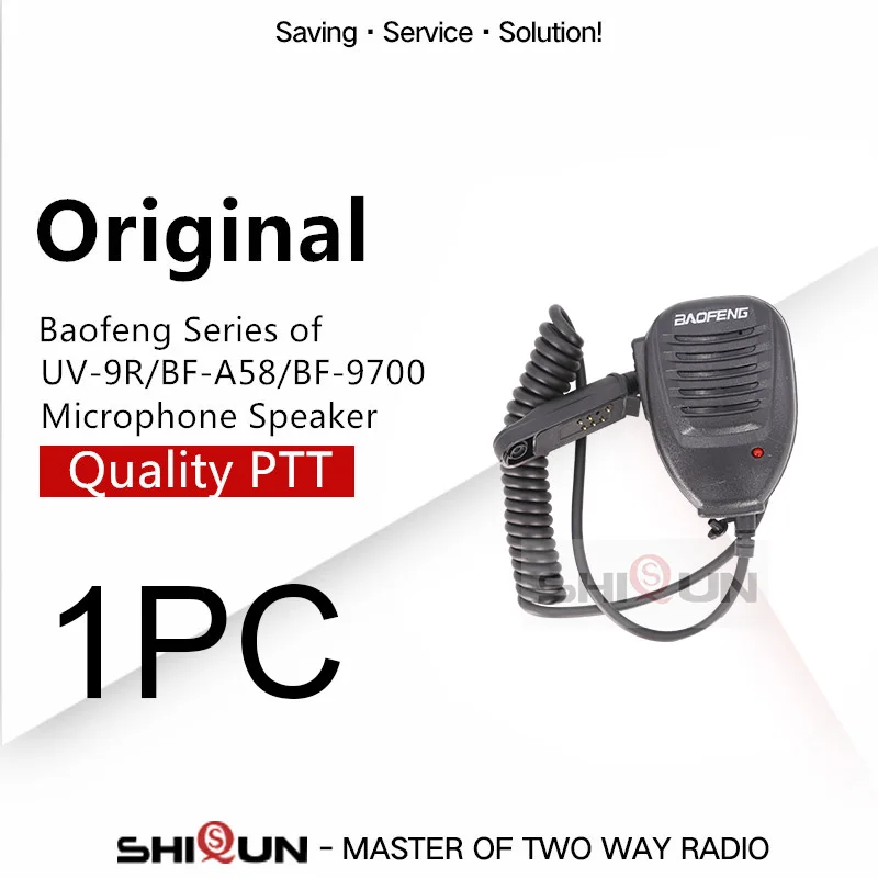 BAOFENG Walkie Talkie PTT микрофон динамик для UV-9R BF-A58 BF-9700 совместим с UV-XR UV-9R плюс GT-3WP UV-5S RT6 - Цвет: 1PC