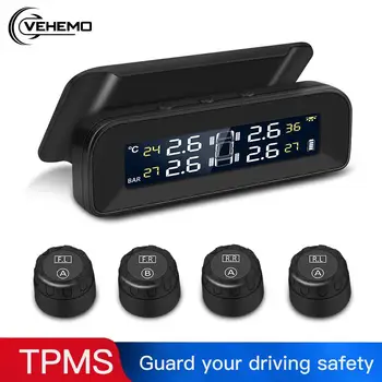 

Vehemo TPMS Tire Pressure Alarm Car Tire Pressure Monitoring System Collapsible Tire Pressure Monitoring for Solar Energy USB