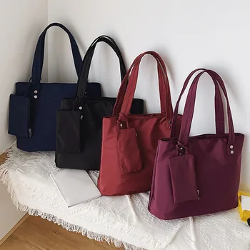 

Shopping Tote Bag Long Shoulder Handbag Oxford Large Capacity Beach Top-Handle Bags 2 Piece Set Nylon Handbags