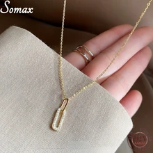 925 prata esterlina pavé cristal pingente geométrico feminino chapeamento 14k ouro brilhante corrente colar temperamento moda menina jóias