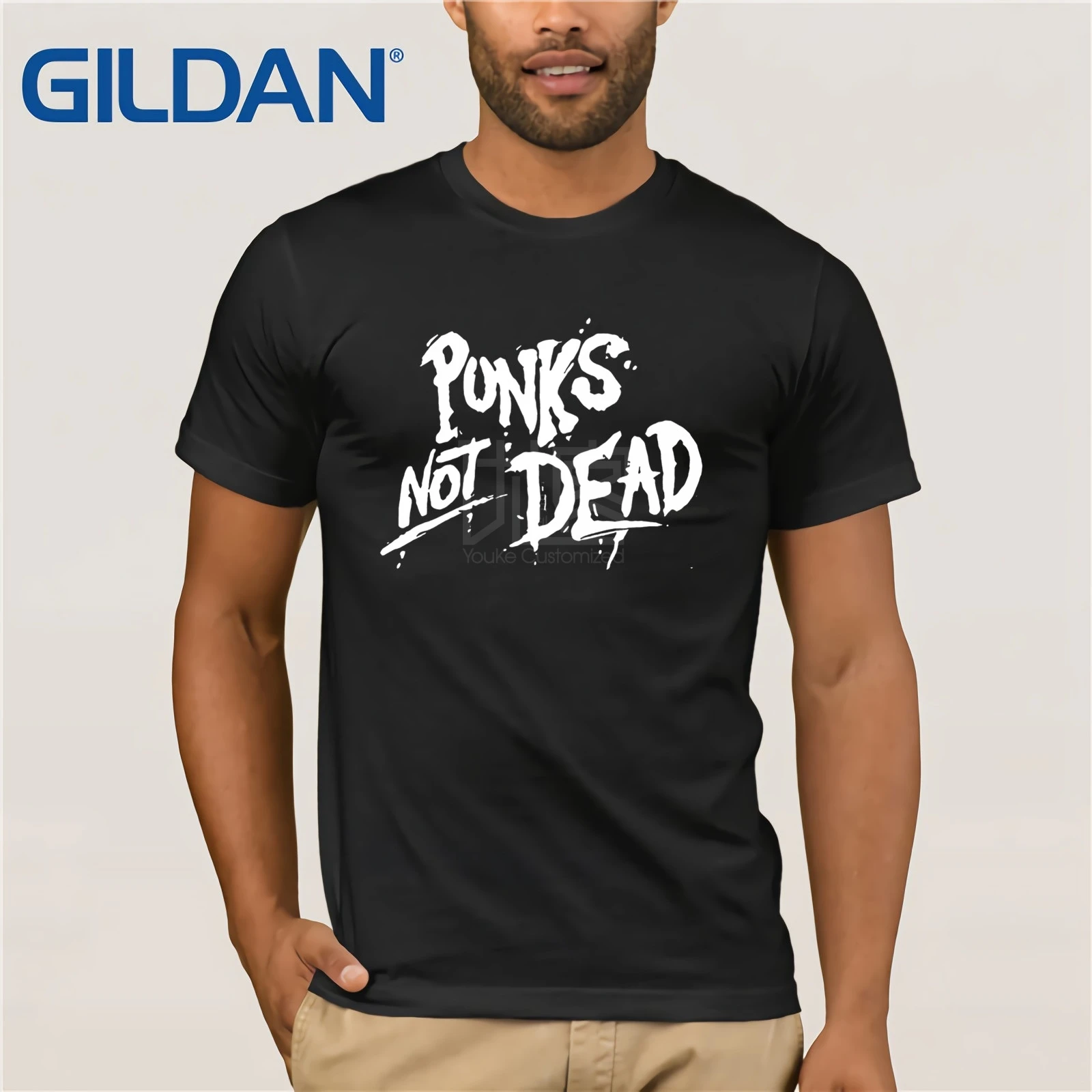 2019 Модная хлопковая Повседневная футболка с круглым вырезом и принтом «punks not dead»